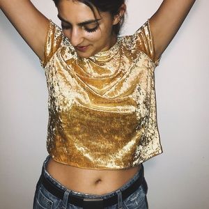 Sadie & Sage Yellow Velvet Top